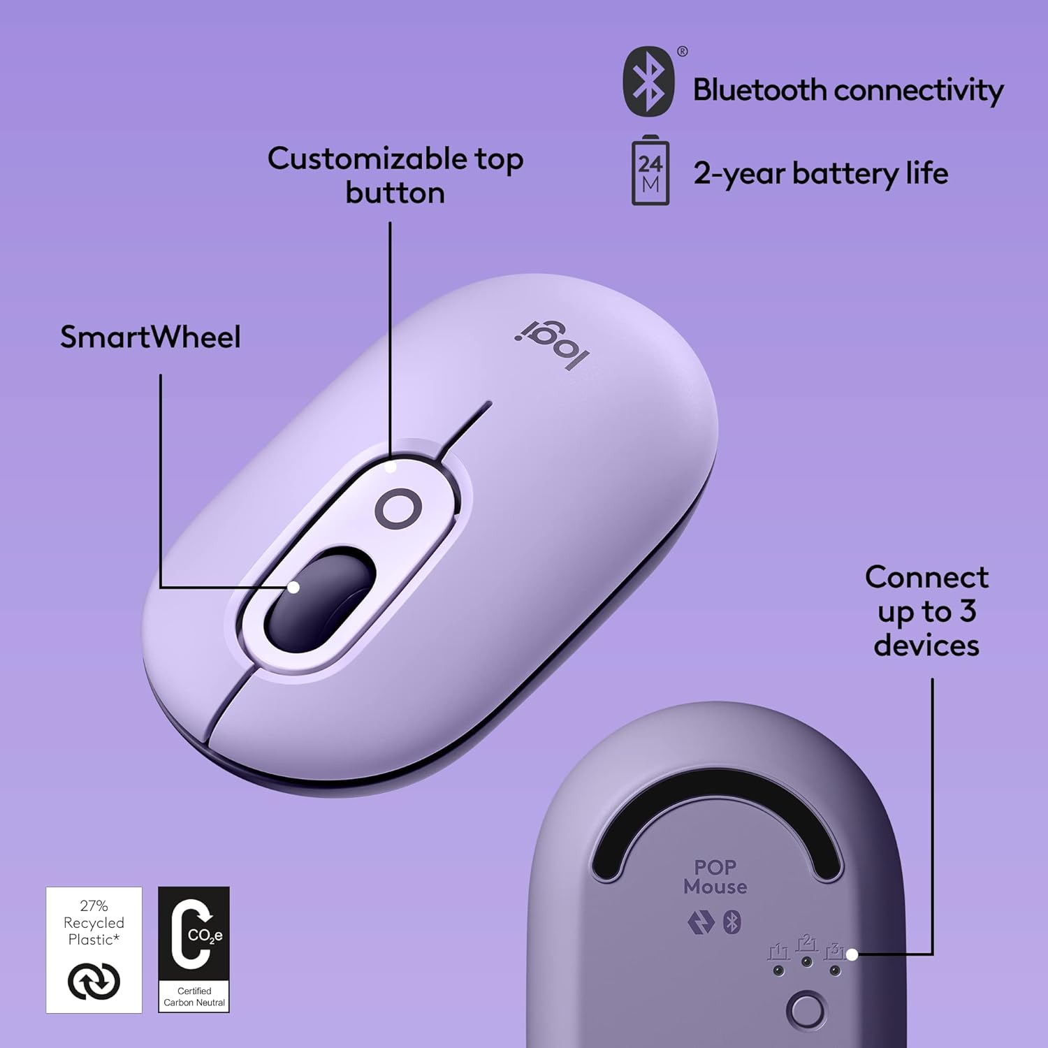 Logitech POP Wireless Mouse with Emoji Button Function - Image 2