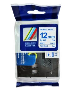 Brother Compatible TZ2-FA3 12mm Fabric Tape Blue on White