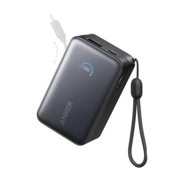 Anker Nano Power Bank (10,000mAh, 45W, Built-in Retractable USB-C Cable) Black