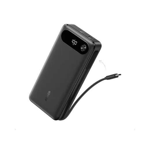 Anker Power Bank (20,000mAh, 87W, Built-in USB-C Cable) Black