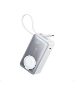 Anker MagGo Power Bank (10K, 30W, Built-in USB-C Cable, Made for Apple Watch) White – Magnetic Wireless Portable Charger