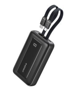 Anker Power Bank 10000mAh 30W with Built-In USB-C and Lightning Cables Black (A1680H11)